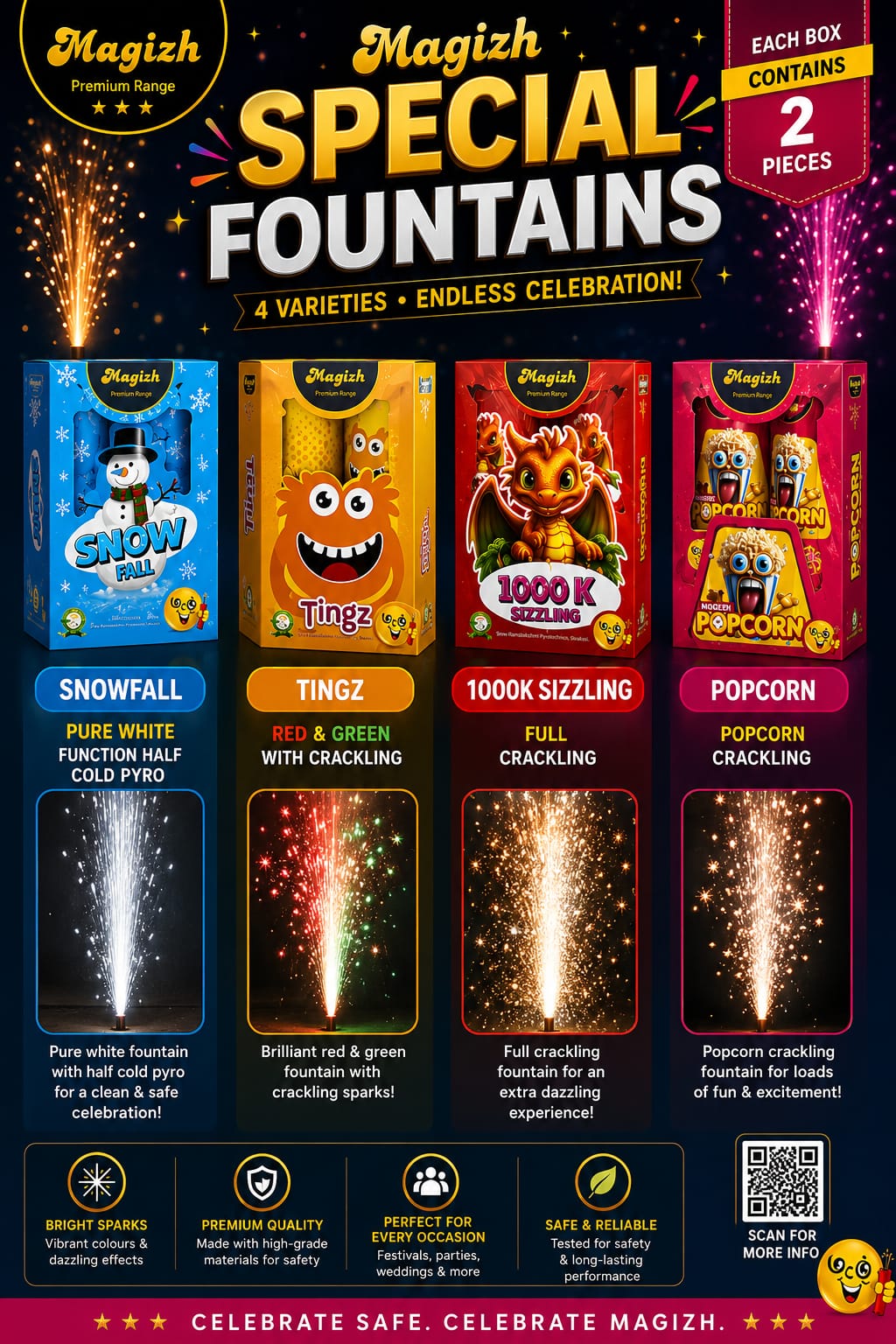 SPECIAL FOUNTAIN SERIES  (2 JUMBO PCS)- SNOW, TINGZ, 1000K , POPCORN
